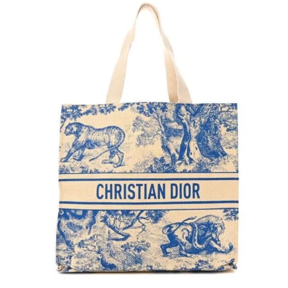Auth Dior Straw Tote in Blue - Picture 1 of 1